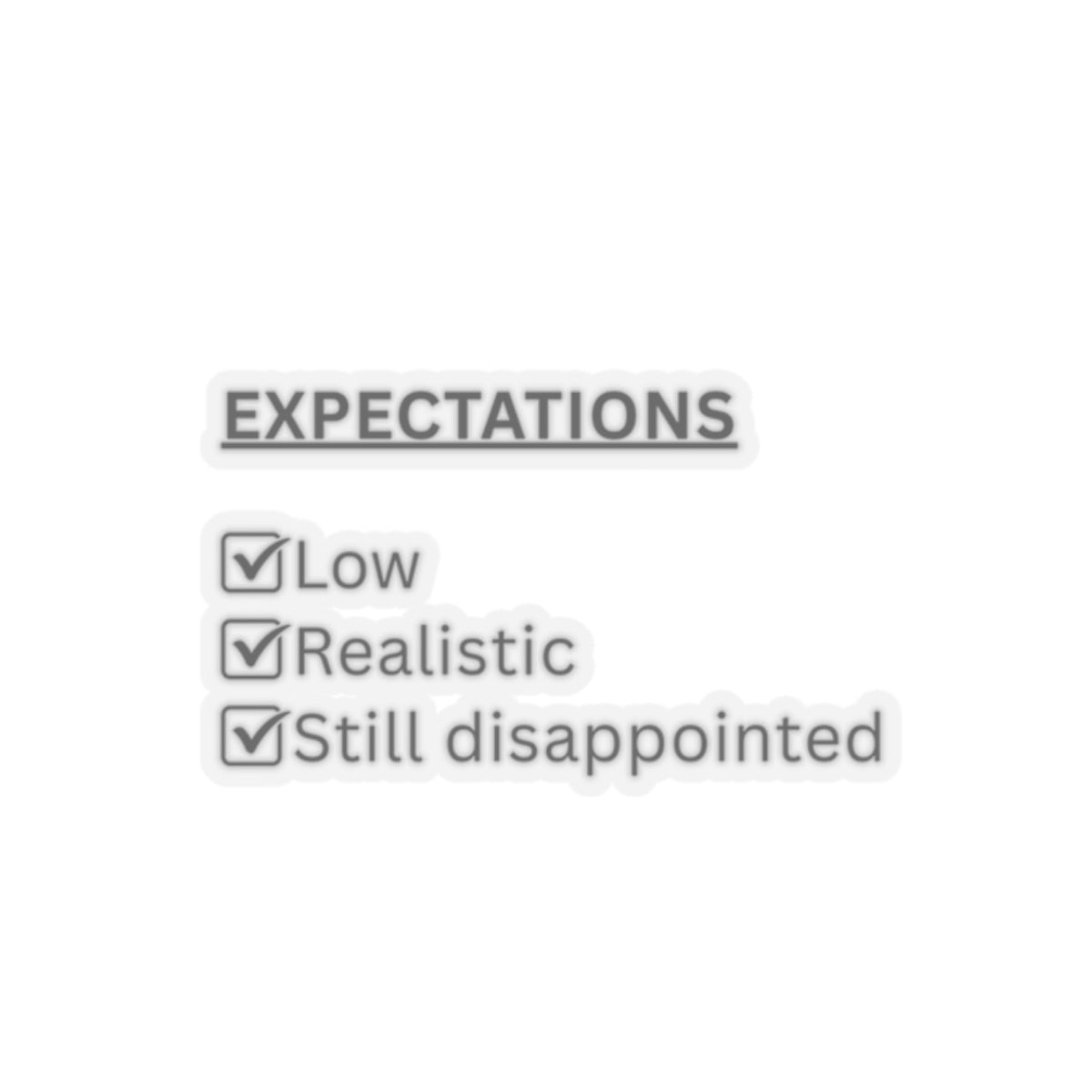 Expectations Sticker | Funny Checklist Humor